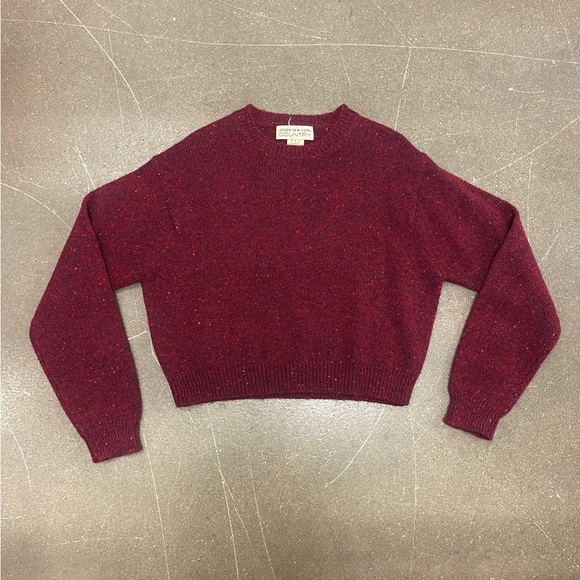 Vintage Women’s Jones New York 100% Wool Speckled Red Sweater sz LARGE colorful - Picture 2 of 9